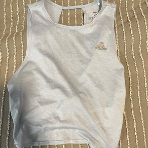 Adidas light blue tie workout tank